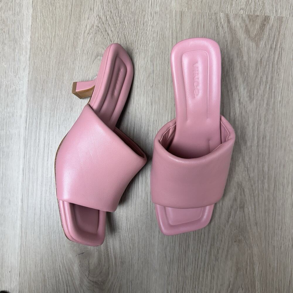 Vince Mules Heels Sandals Shoes Women’s 6M Pink Celi Calfskin Kitten Heels